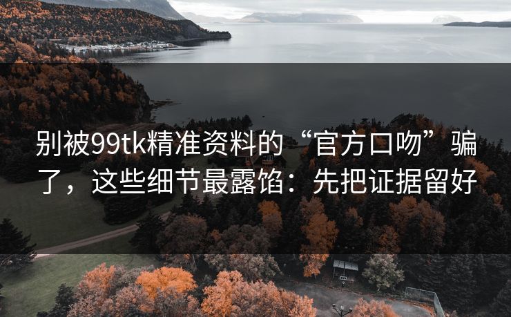 别被99tk精准资料的“官方口吻”骗了，这些细节最露馅：先把证据留好